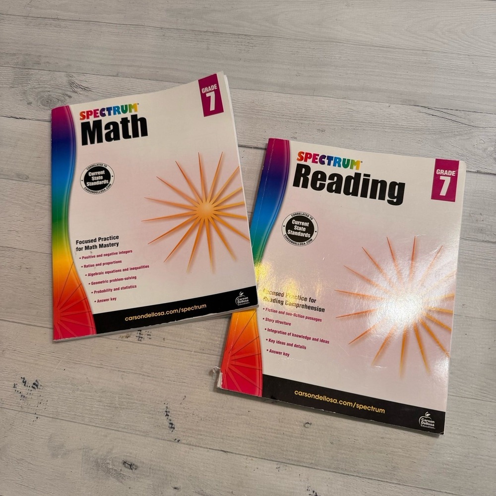 Carson Dellosa Spectrum Math and reading workbooks grade 7